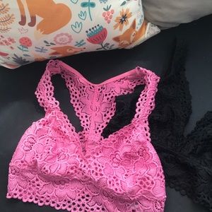 2 Aerie Bralettes! Black & Pink